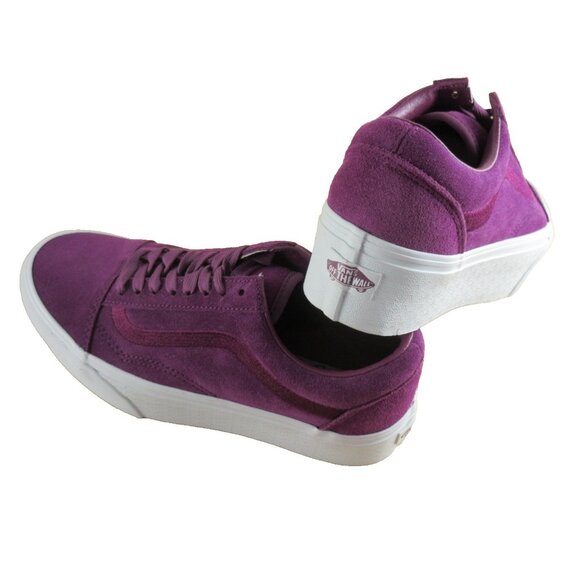 Vans Women's Old Skool Stackform Mono Embroidery Dark Purple Suede Shoes Size 8 - Picture 6 of 7